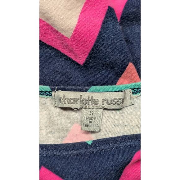 Charlotte Russe Chevron Print Crop Top Print Short Sleeve Scoop Neck Small - Picture 4 of 5